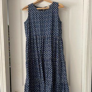Flowy Blue and White Dot Midi Dress